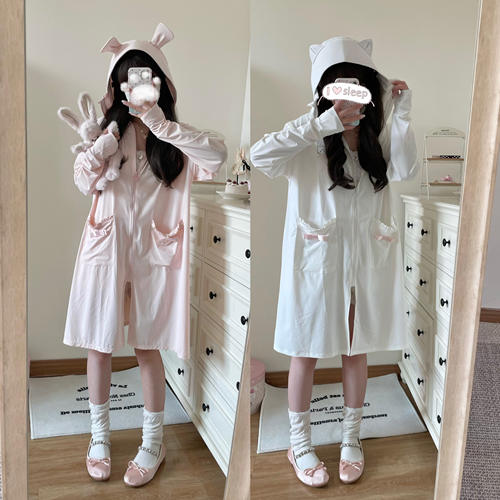 绵羊商店原创可爱防晒衣长款防晒服防紫外线冰丝日系粉外套防晒裙