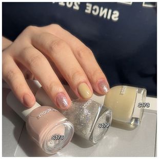 2025新色指甲油水性可撕拉无味纯色显白黑色白色爆闪银色免考速干