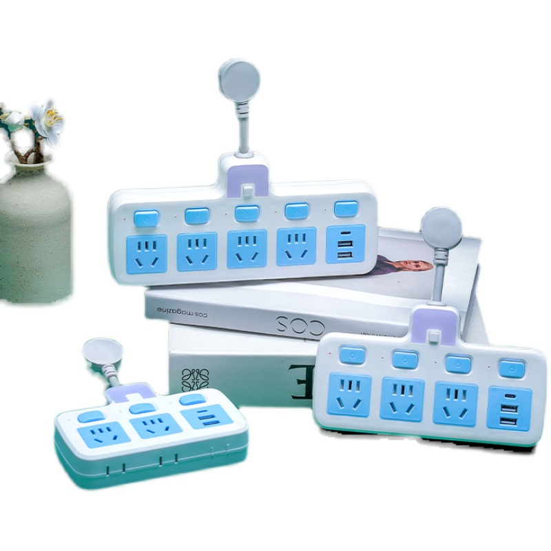 纯铜短线插座多功能多孔独立开关插座小夜灯带USB转换器插排一转