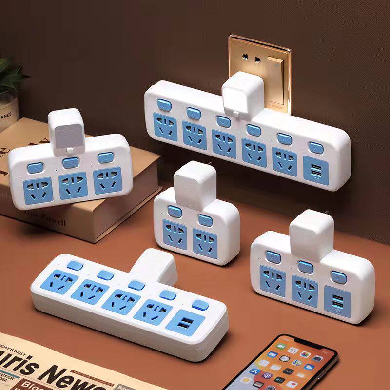 办公插座转换器多孔面板无线排插插板插排小夜灯带USB一转多用功
