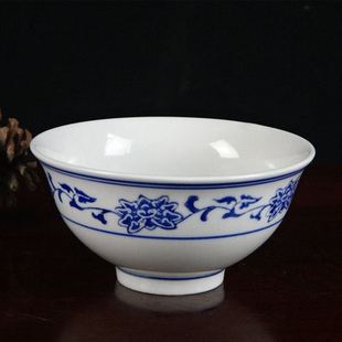 青花老式 景德镇中式 蓝花碗陶瓷米饭碗 传统家用5寸汤面碗微波炉用
