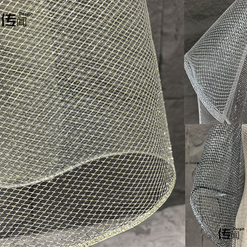 金色银色造型中硬格子网布料