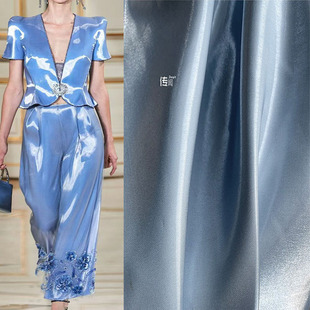 水晶丝绸缎水光布料高档优质丝滑窗帘风衣礼服裤子服装设计师面料