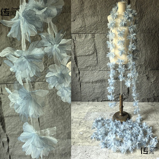 14cm鸢尾花欧根纱立体蕾丝花头饰胸花服饰diy手工设计师花边辅料
