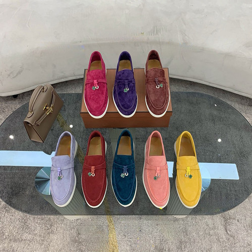 LP乐福鞋女意大利纯原平底麂皮流苏休闲懒人一脚蹬豆豆鞋男老钱风