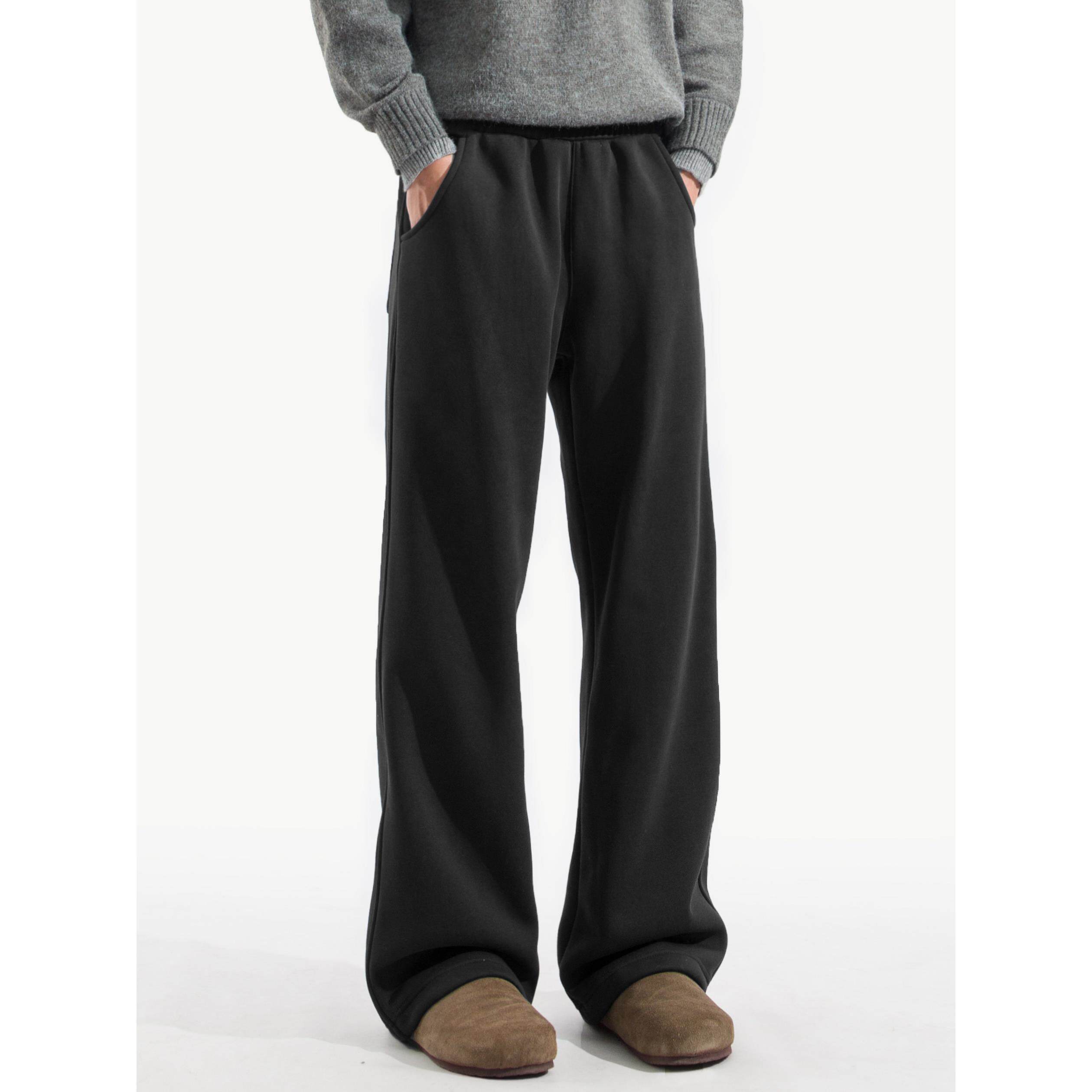 新款美式筒裤黑色男生微喇直休闲阔腿运动裤宽松冬季卫裤xhh日系