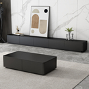 超长黑色落地电视柜茶几组合现代简约客厅家用新款 地柜轻奢高级感