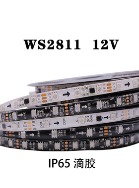 LED全彩滴胶灯条5050贴片12V幻彩外置WS2811IC可编程户外工程灯带