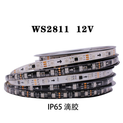 LED全彩滴胶灯条5050贴片12V幻彩外置WS2811IC可编程户外工程灯带