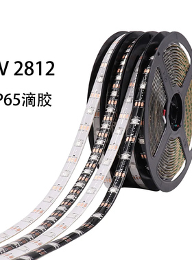 5V单点单控WS2812B幻彩5050rgb滴胶防水LED灯带可编程跑马软灯条