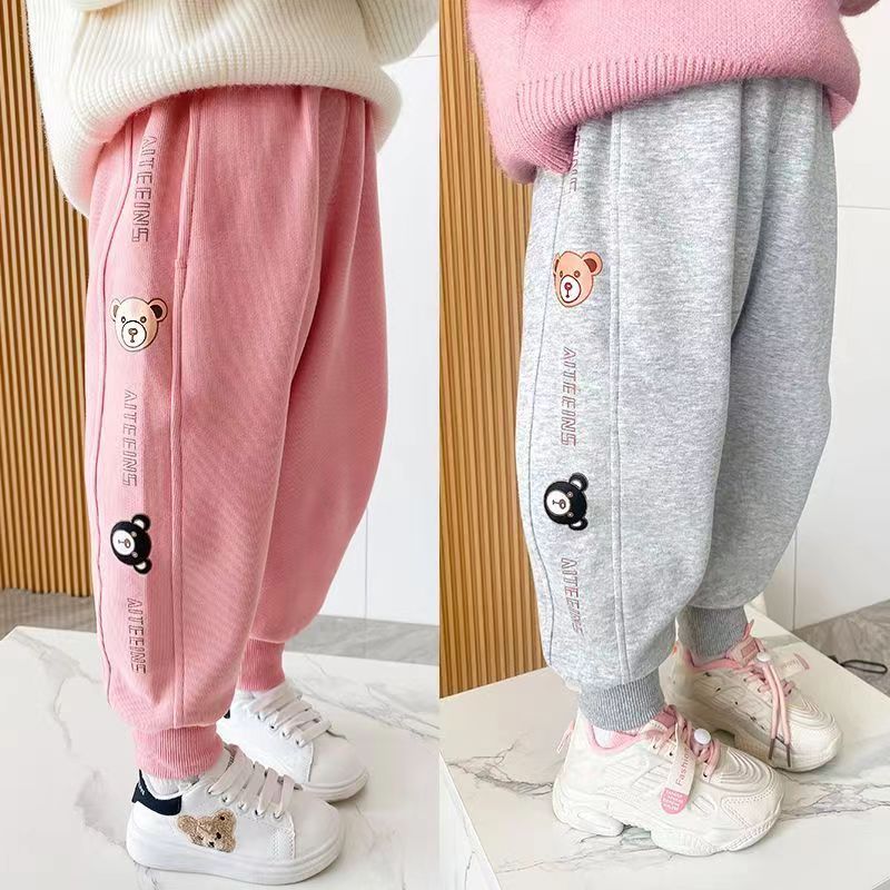 女童冬天加绒裤子2025新款儿童加厚一体绒休闲裤子小女孩冬季卫裤