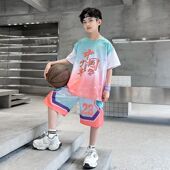 潮 儿童透气运动两件套中大童运动套装 夏季 男童速干篮球服2026新款