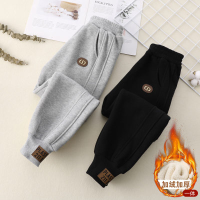 儿童冬加绒加厚休闲运动裤一体绒