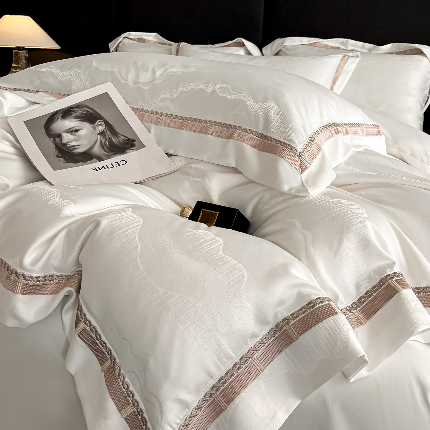 轻奢200支长绒棉贡缎全棉四件套提花纯棉被套床单四季款床上用品4,床上用品,床品套件/四件套/多件套,淘宝优惠券,粉丝福利购,淘宝优惠卷