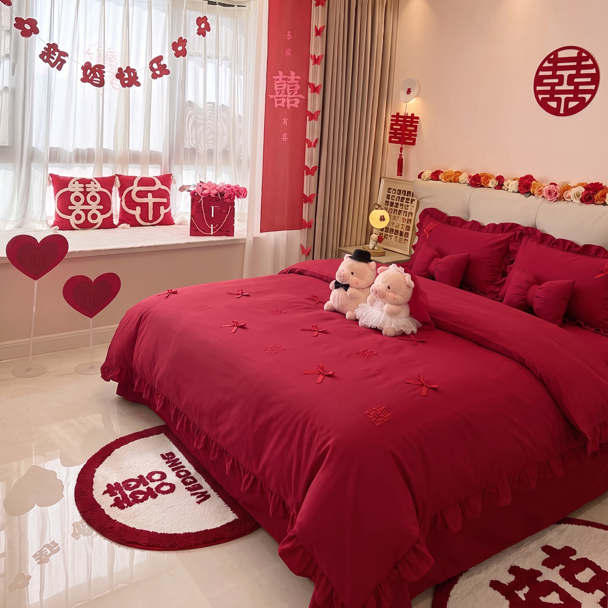 新中式结婚四件套2026新款喜被喜嫁红色被套新婚庆床上用品床笠款