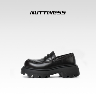 NUTTINESS狂野分子26春厚底英伦风乐福鞋女真皮一脚蹬增高松糕鞋