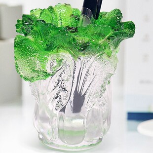 速发礼公室办财桌面摆件琉璃白菜百财笔筒创意生日毕业招物送客户