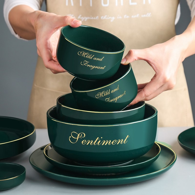 速发碗碟餐具大装创意个性家用风饭个套碗汤面碗盘子单碗陶瓷