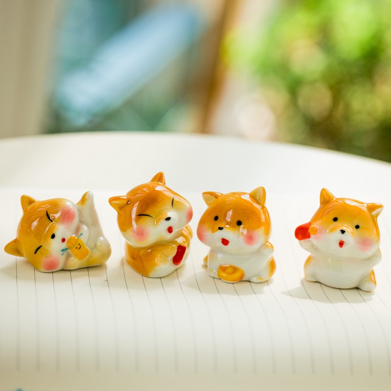 速发陶瓷可爱创艺礼品柴犬小物家居摆件桌面装饰品礼狗工意品萌宠