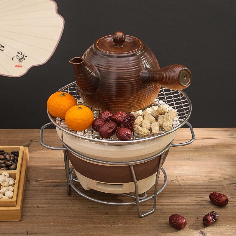 速发围奶煮茶罐罐炉茶茶壶家用室内陶壶烤茶单壶炭炉可明火干烧