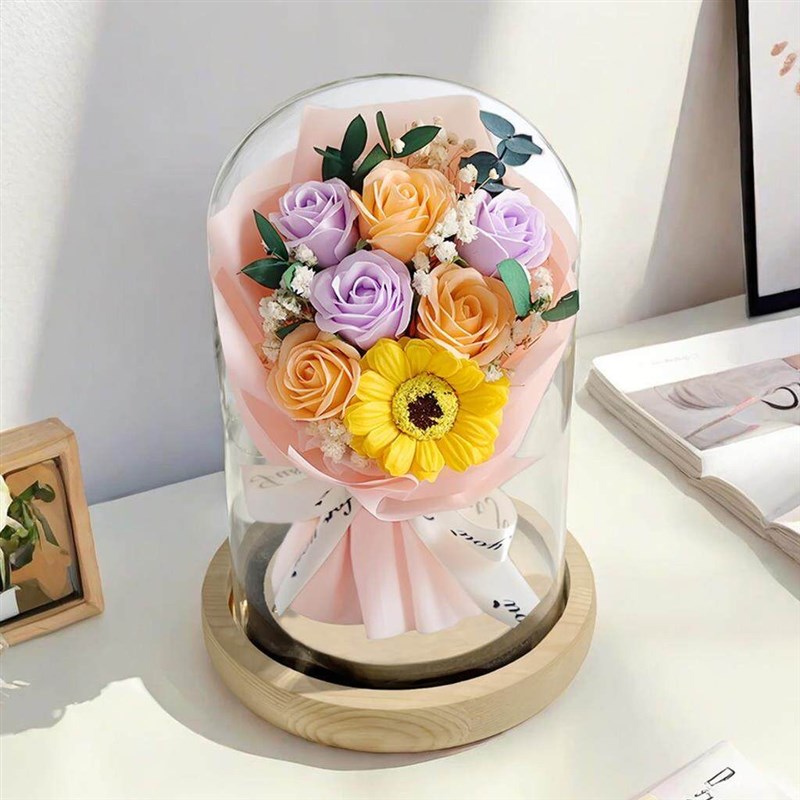速发永生花玫瑰花生日礼物送生朋友老婆创意高级浪漫花束成品带灯