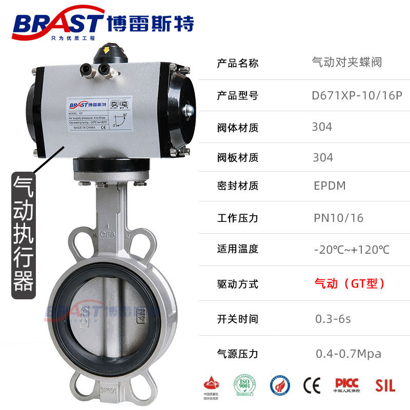 速发T重体气动不锈钢蝶阀D671XP-10/16P不锈钢体04板乙丙阀座AT/G