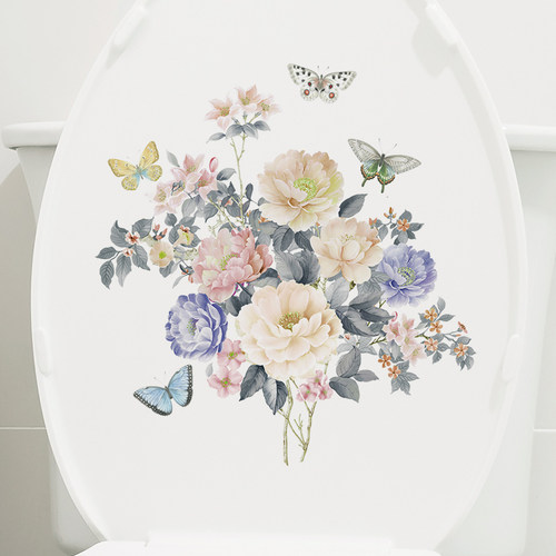 速发小清新植物马桶贴浴砖室瓷纸装饰墙壁贴画马桶水箱防水自粘可