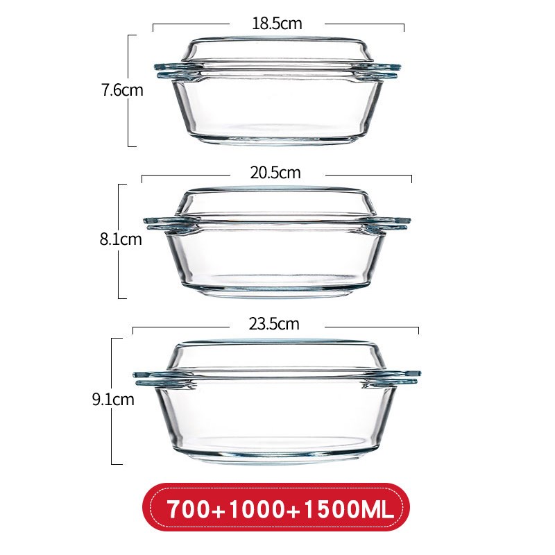 速发微波炉耐用玻璃碗热具蒸米饭器皿专用带盖餐饭烘焙碗家热泡面