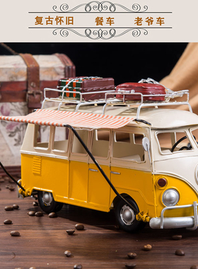 速发欧式复古老式铁艺怀士车爷车老餐车汽车模型创意巴旧橱窗道具