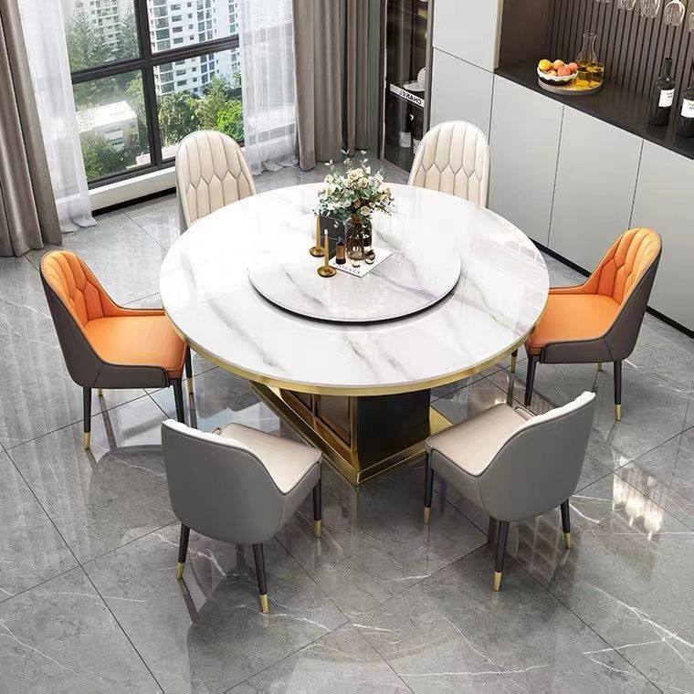 速发岩板餐桌组椅石简约家用大理合带储物圆桌饭厅带转盘电磁炉桌,住宅家具,岩板餐桌,淘宝优惠券,粉丝福利购,淘宝优惠卷