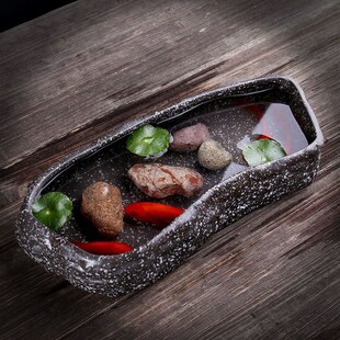 速发花客鱼缸古法养鱼缸仿石头水培池睡莲盆台瓷厅陶盆小鱼缸乌龟