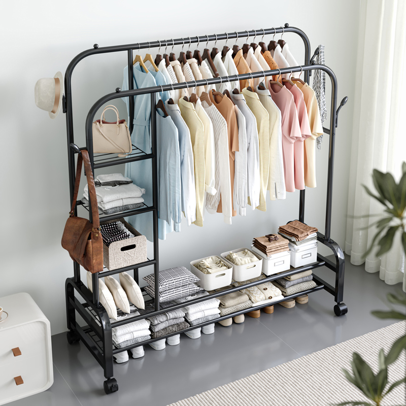 速发简易衣帽架卧室落地室收房间式晾衣架挂纳架子家用衣服内衣架