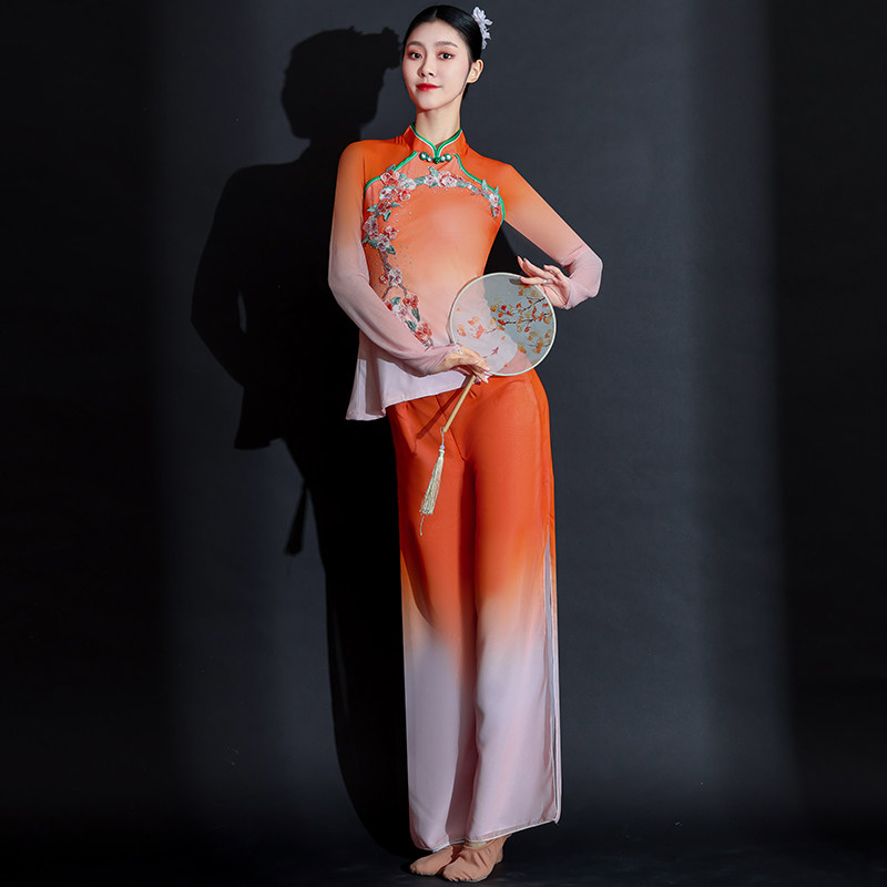 速发新款古典舞演出服飘逸中国蹈扇子舞表州服装胶演秧歌西风舞风