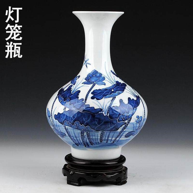 速发景德镇陶瓷花瓶青花荷花瓶天球瓶赏瓶梅瓶石榴瓶鱼尾家居装饰