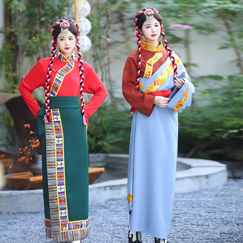 速发藏族服装新款藏袍少数民族风旅拍藏服款藏族舞蹈演出服装