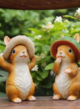 速发户外花园庭院树脂兔子创件摆意装林桌面园饰景观雕塑