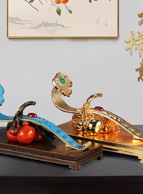 速发事事如意摆件鎏金纯铜办子工艺品柿柿如家意用客厅柿公室装饰