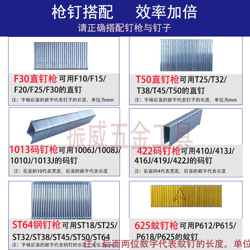 速发直工木钉钢排钉水泥钉无头蚊钉蚊针细钉码钉气型钉K钉U动排钉