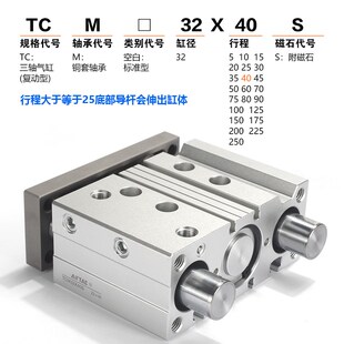 100 速發氣動三軸氣缸三桿氣缸TCM2X25 S導向氣