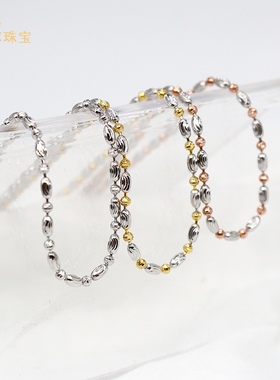 S925纯银橄榄链女车花米珠项链