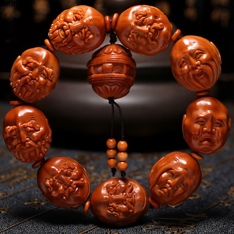 精品文玩须派双面十八罗汉1.9籽橄榄核手串文玩把件橄榄核手工刻