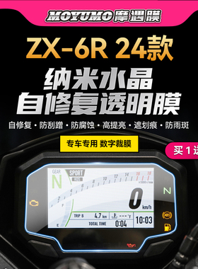 适用24/25款川崎NinjaZX-6R仪表浅黑尾灯贴纸TPU油箱贴膜改装配件