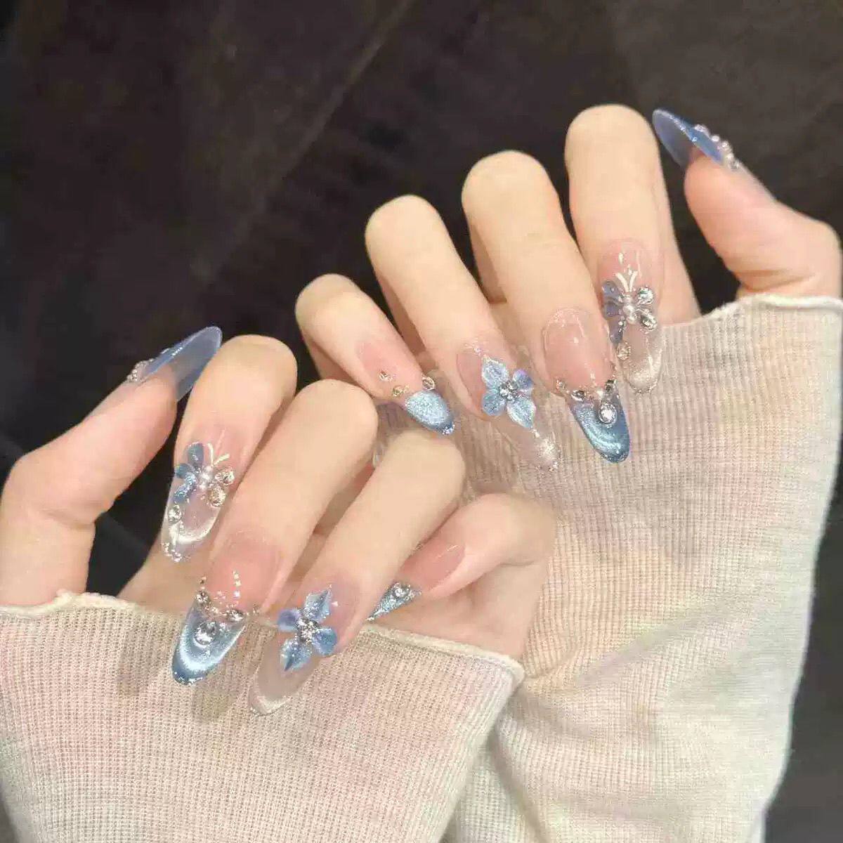 手工雕花幽蓝魅影鱼尾穿
