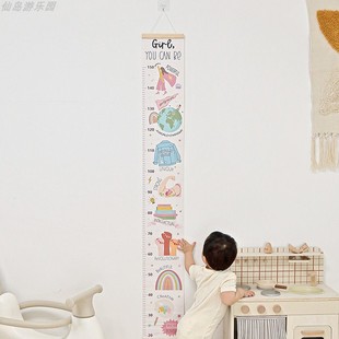 北欧系儿童挂饰身高尺 幼儿园墙纸测量尺 卡通动物墙饰立体身高尺