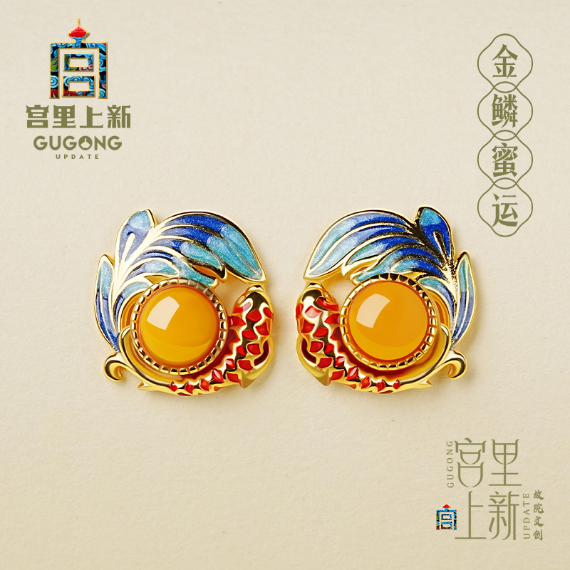 宫里上新精品天然蜜蜡耳钉