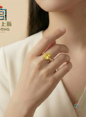宫里上新天然黄水晶竹节戒指