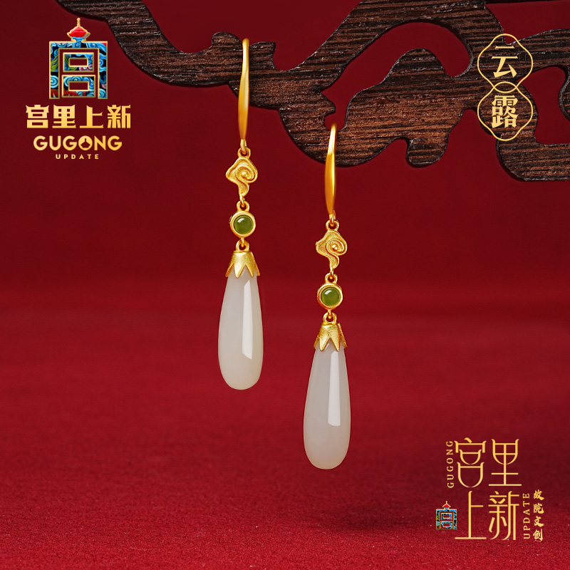 宫里上新天然正品和田玉纯银耳环