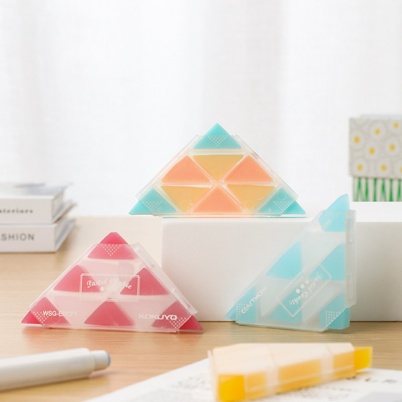 日本kokuyo国誉角角乐橡皮擦淡彩曲奇擦得干净学生美术绘画用橡皮擦