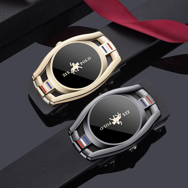 保罗polo皮带男士真皮无牙内穿自动扣年轻人潮流牛皮男款商务腰带