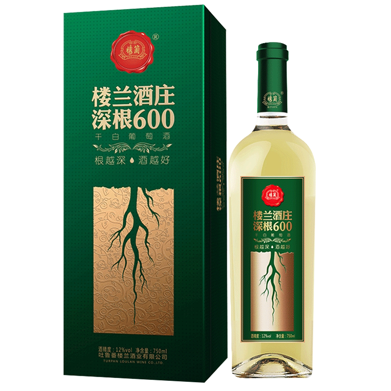 西域风情楼兰深根600干白葡萄酒新疆国产酒750ml单瓶礼盒装